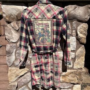 Fantastic Fawn Flannel Shirt Dress Size Large Cowgirl Romances Western Grunge